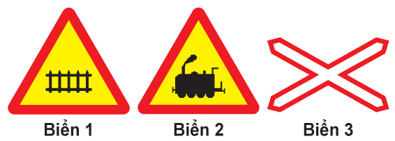 Biển nào báo hiệu đường sắt giao nhau với đường bộ không có rào chắn?