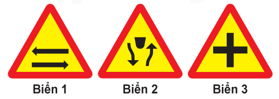 Biển nào báo hiệu “Giao nhau với đường hai chiều”?