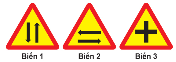 Biển nào báo hiệu “Giao nhau với đường hai chiều”?
