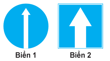 Biển nào báo hiệu “Hướng đi thẳng phải theo”?