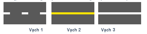 Vạch kẻ đường nào dưới đây là vạch phân chia hai chiều xe chạy (vạch tim đường), xe không được lấn làn, không được đè lên vạch?